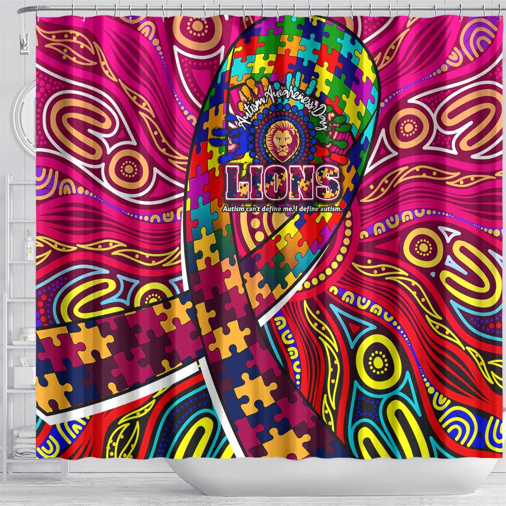 Autism Awareness Australia Brisbane Lions Shower Curtain Aboriginal Indigenous Art