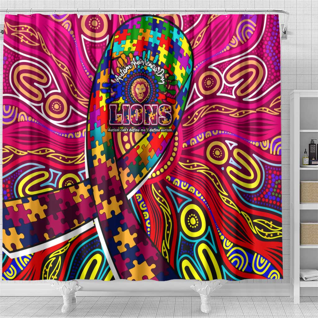 Autism Awareness Australia Brisbane Lions Shower Curtain Aboriginal Indigenous Art