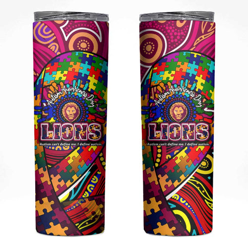 Autism Awareness Australia Brisbane Lions Skinny Tumbler Aboriginal Indigenous Art