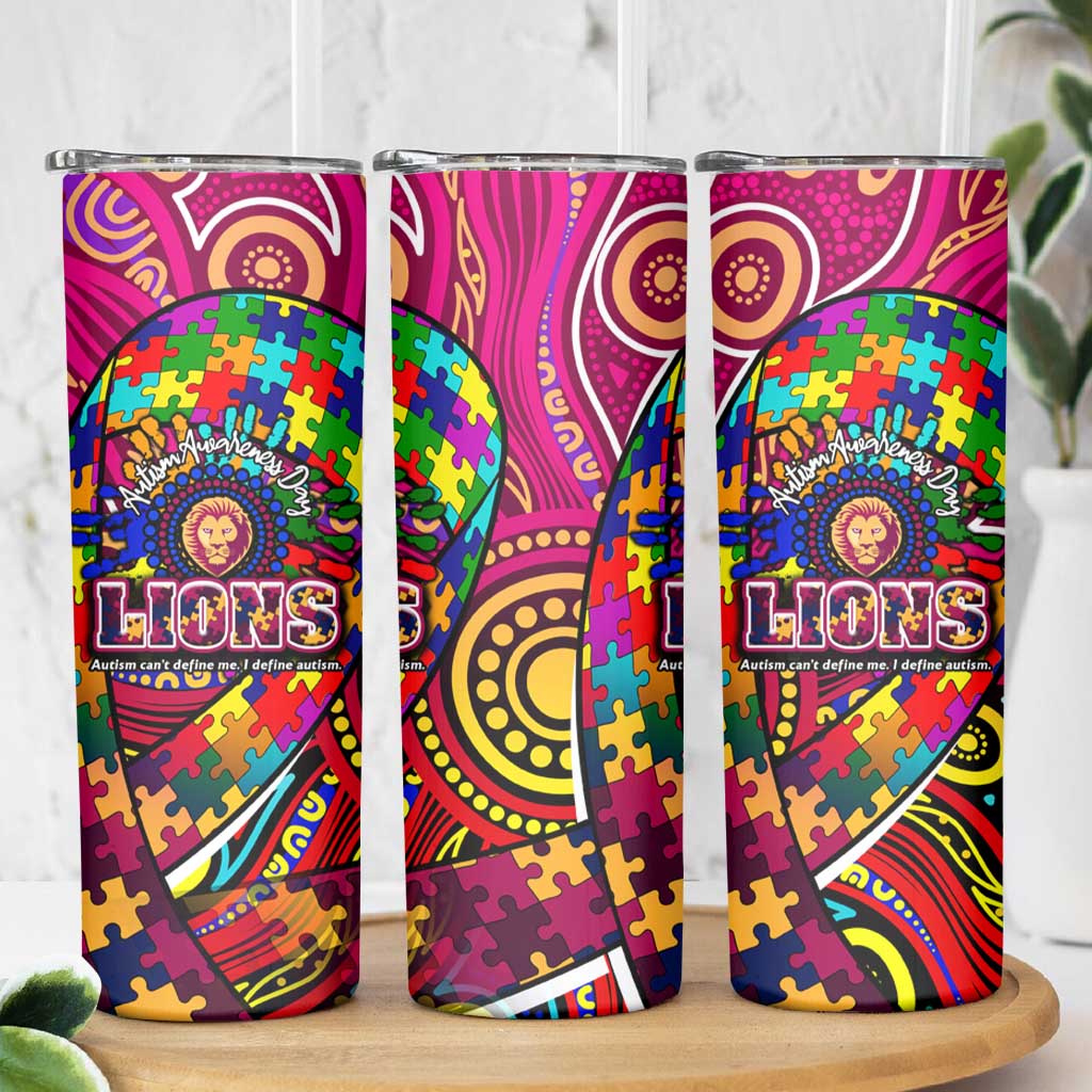 Autism Awareness Australia Brisbane Lions Skinny Tumbler Aboriginal Indigenous Art