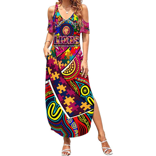 Autism Awareness Australia Brisbane Lions Summer Maxi Dress Aboriginal Indigenous Art