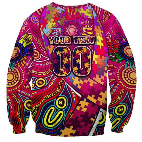 Autism Awareness Australia Brisbane Lions Sweatshirt Aboriginal Indigenous Art