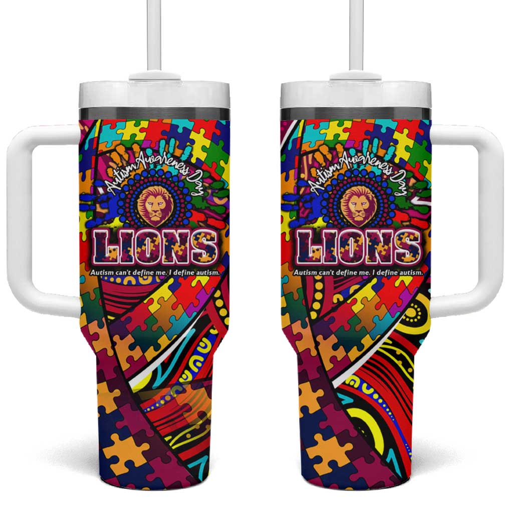 Autism Awareness Australia Brisbane Lions Tumbler With Handle Aboriginal Indigenous Art