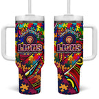 Autism Awareness Australia Brisbane Lions Tumbler With Handle Aboriginal Indigenous Art
