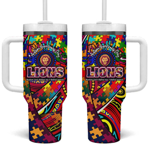 Autism Awareness Australia Brisbane Lions Tumbler With Handle Aboriginal Indigenous Art
