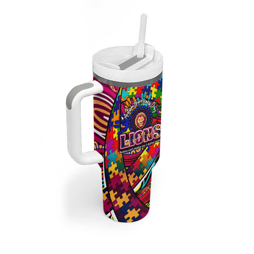 Autism Awareness Australia Brisbane Lions Tumbler With Handle Aboriginal Indigenous Art