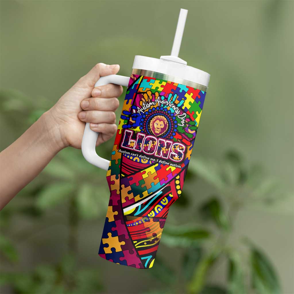 Autism Awareness Australia Brisbane Lions Tumbler With Handle Aboriginal Indigenous Art