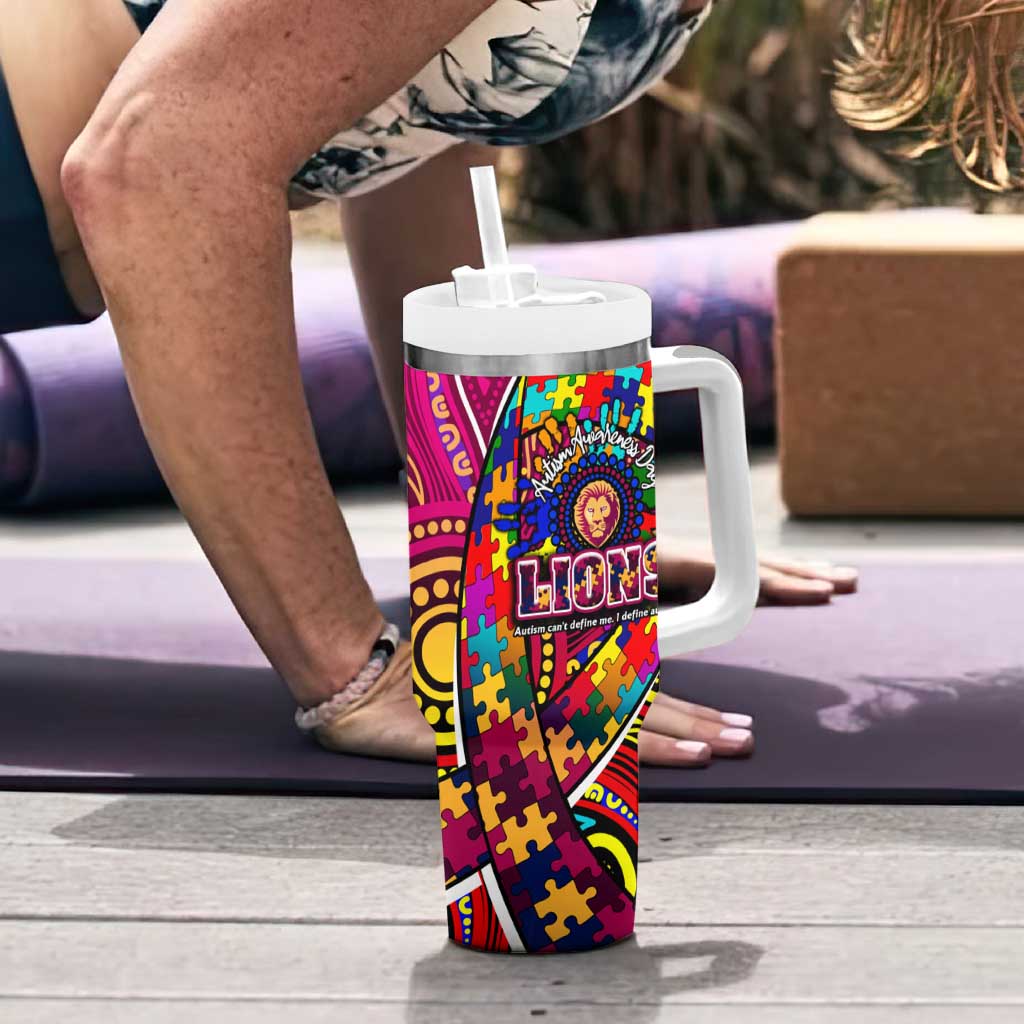 Autism Awareness Australia Brisbane Lions Tumbler With Handle Aboriginal Indigenous Art