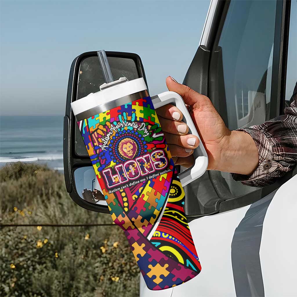 Autism Awareness Australia Brisbane Lions Tumbler With Handle Aboriginal Indigenous Art