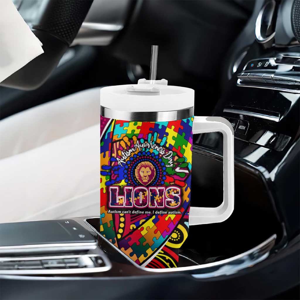 Autism Awareness Australia Brisbane Lions Tumbler With Handle Aboriginal Indigenous Art