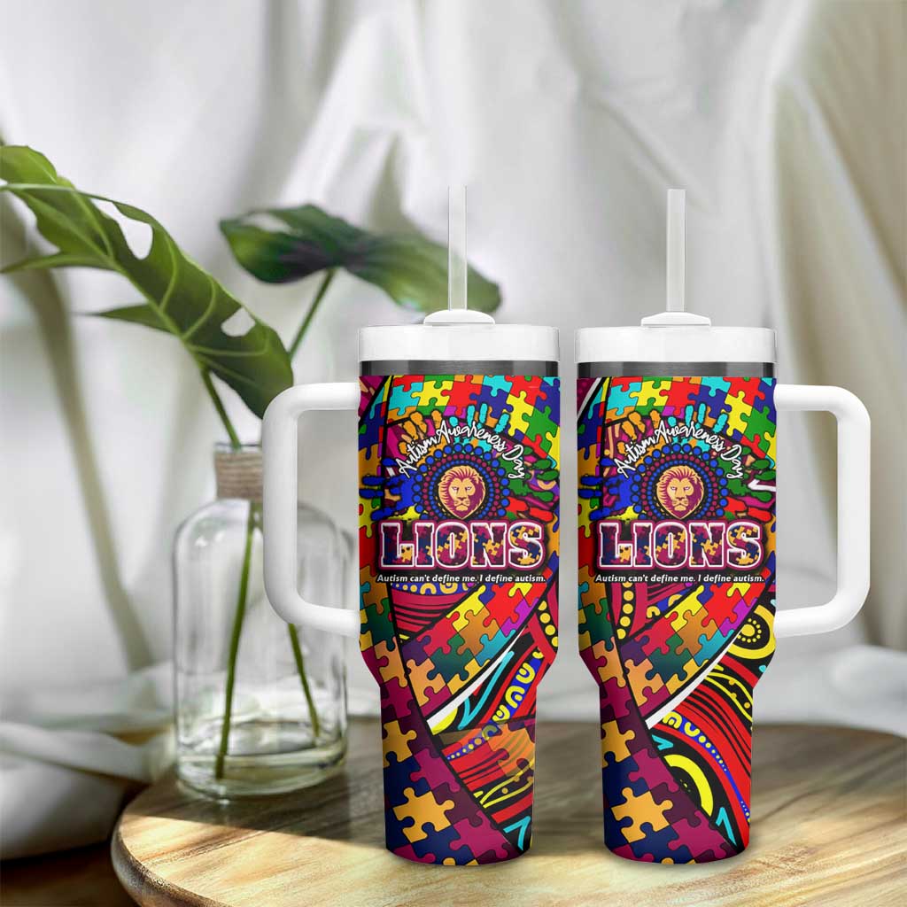 Autism Awareness Australia Brisbane Lions Tumbler With Handle Aboriginal Indigenous Art