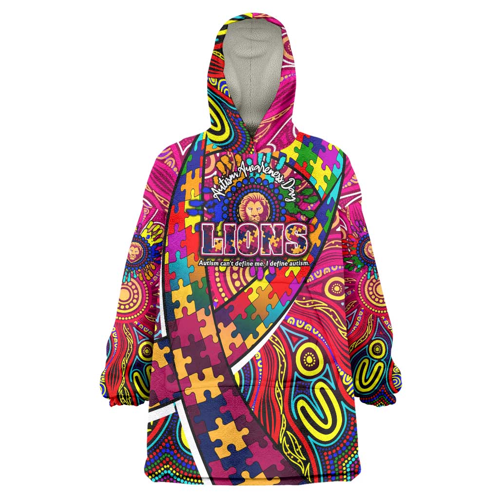 Autism Awareness Australia Brisbane Lions Wearable Blanket Hoodie Aboriginal Indigenous Art