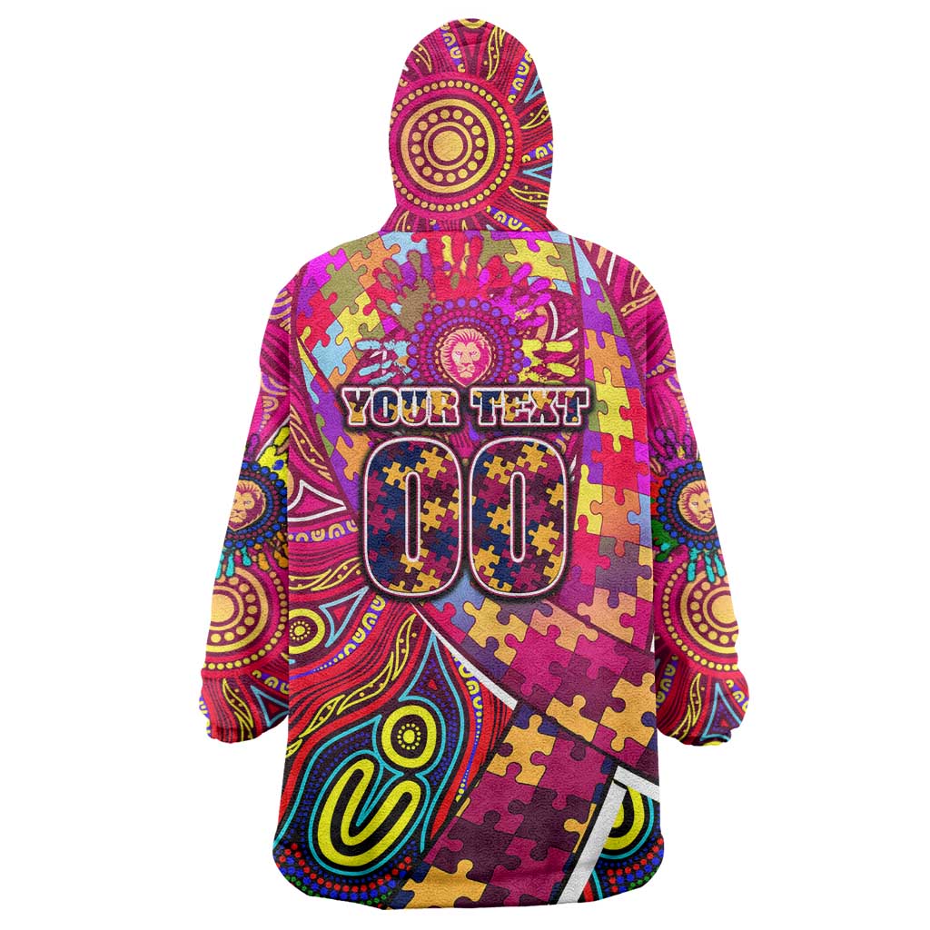 Autism Awareness Australia Brisbane Lions Wearable Blanket Hoodie Aboriginal Indigenous Art
