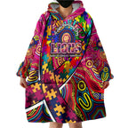 Autism Awareness Australia Brisbane Lions Wearable Blanket Hoodie Aboriginal Indigenous Art