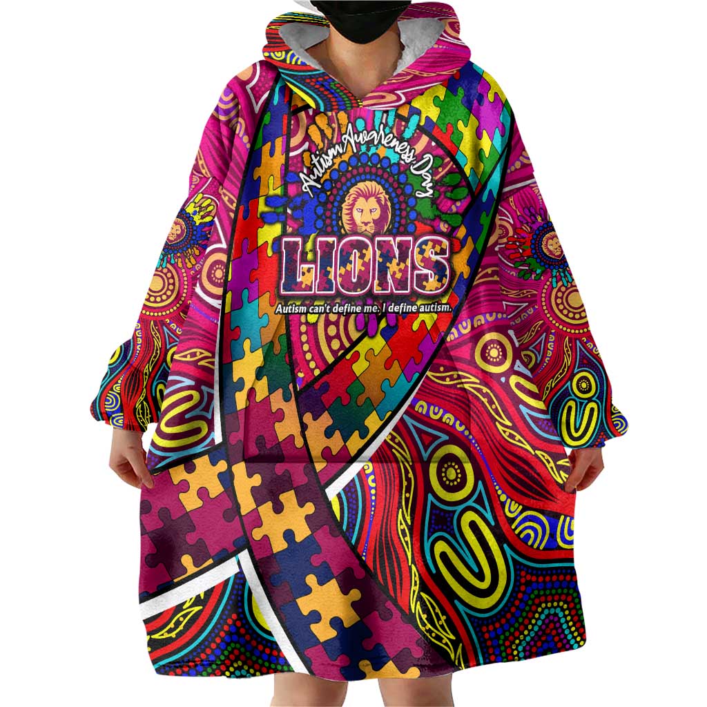 Autism Awareness Australia Brisbane Lions Wearable Blanket Hoodie Aboriginal Indigenous Art