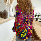 Autism Awareness Australia Brisbane Lions Women Casual Shirt Aboriginal Indigenous Art