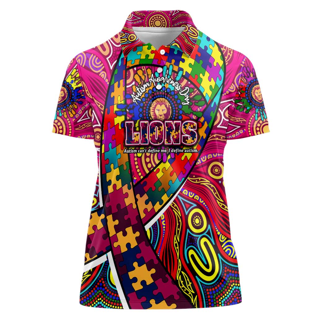Autism Awareness Australia Brisbane Lions Women Polo Shirt Aboriginal Indigenous Art