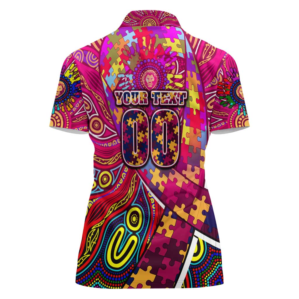 Autism Awareness Australia Brisbane Lions Women Polo Shirt Aboriginal Indigenous Art