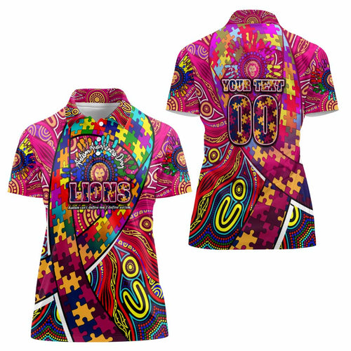 Autism Awareness Australia Brisbane Lions Women Polo Shirt Aboriginal Indigenous Art