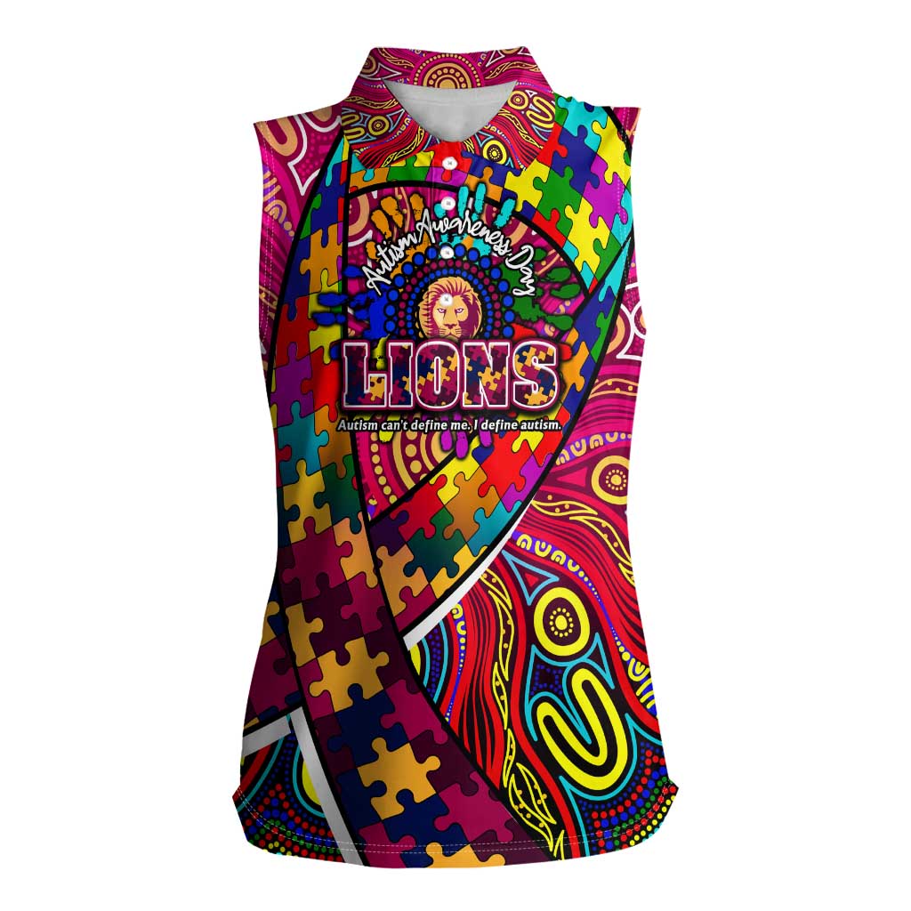 Autism Awareness Australia Brisbane Lions Women Sleeveless Polo Shirt Aboriginal Indigenous Art