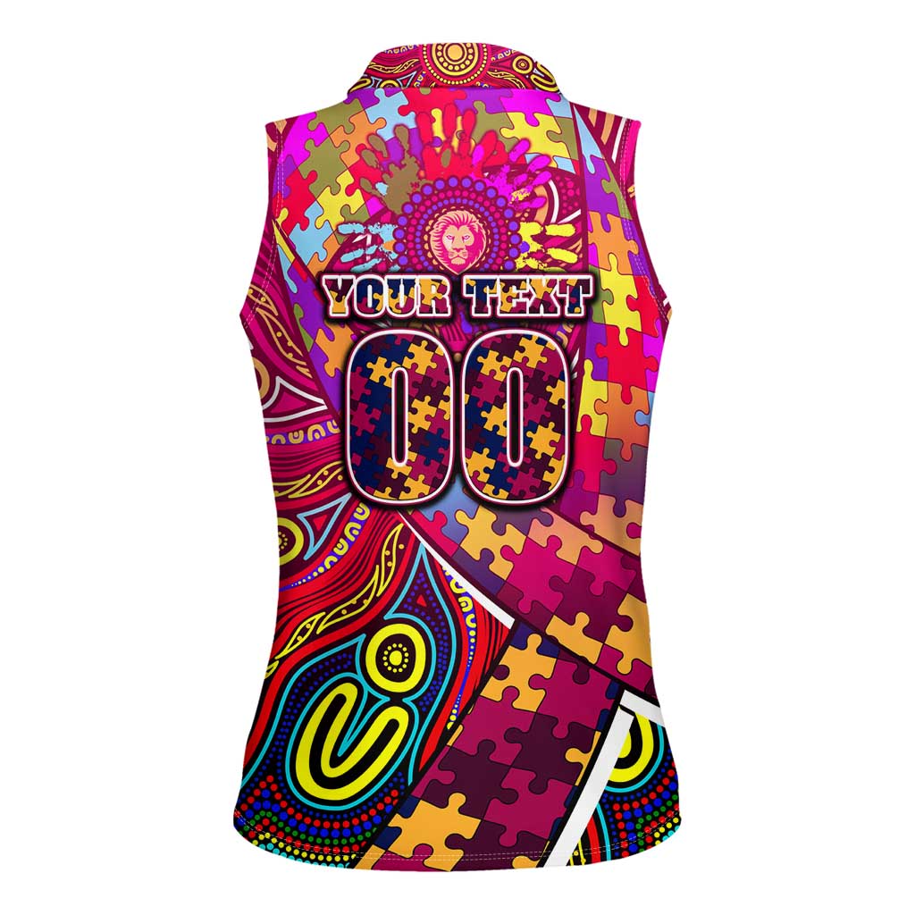 Autism Awareness Australia Brisbane Lions Women Sleeveless Polo Shirt Aboriginal Indigenous Art