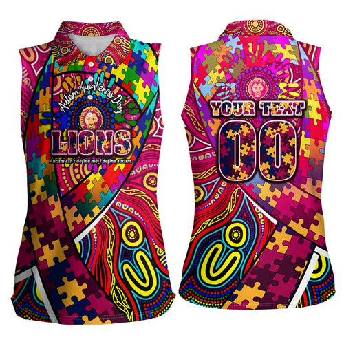 Autism Awareness Australia Brisbane Lions Women Sleeveless Polo Shirt Aboriginal Indigenous Art