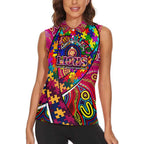 Autism Awareness Australia Brisbane Lions Women Sleeveless Polo Shirt Aboriginal Indigenous Art