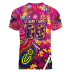 Autism Awareness Australia Brisbane Lions Women V-Neck T-Shirt Aboriginal Indigenous Art
