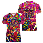 Autism Awareness Australia Brisbane Lions Women V-Neck T-Shirt Aboriginal Indigenous Art