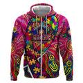 Autism Awareness Australia Brisbane Lions Zip Hoodie Aboriginal Indigenous Art