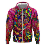 Autism Awareness Australia Brisbane Lions Zip Hoodie Aboriginal Indigenous Art