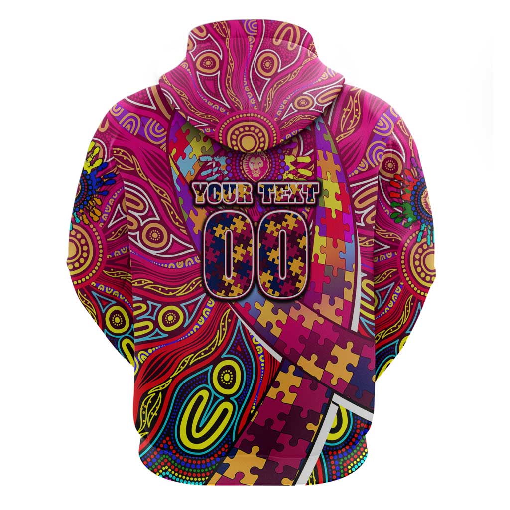 Autism Awareness Australia Brisbane Lions Zip Hoodie Aboriginal Indigenous Art