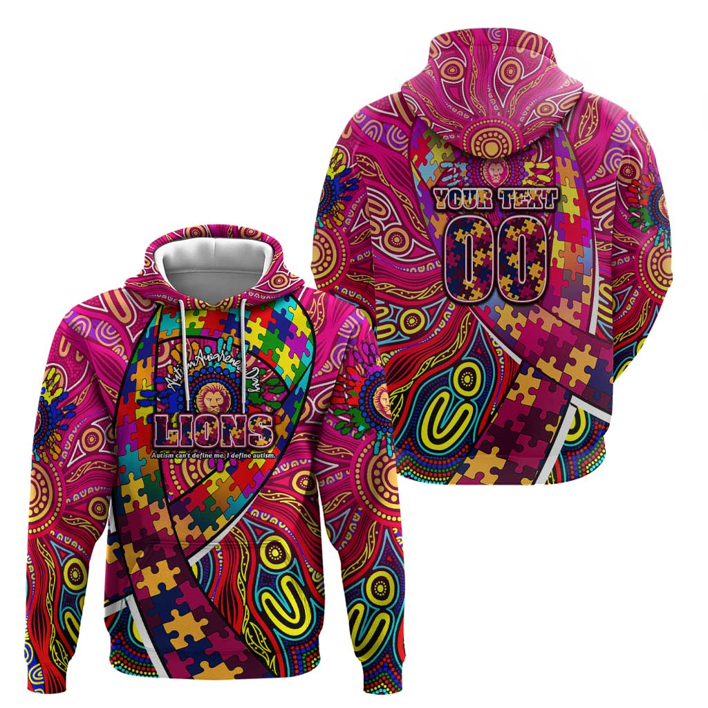 Autism Awareness Australia Brisbane Lions Zip Hoodie Aboriginal Indigenous Art