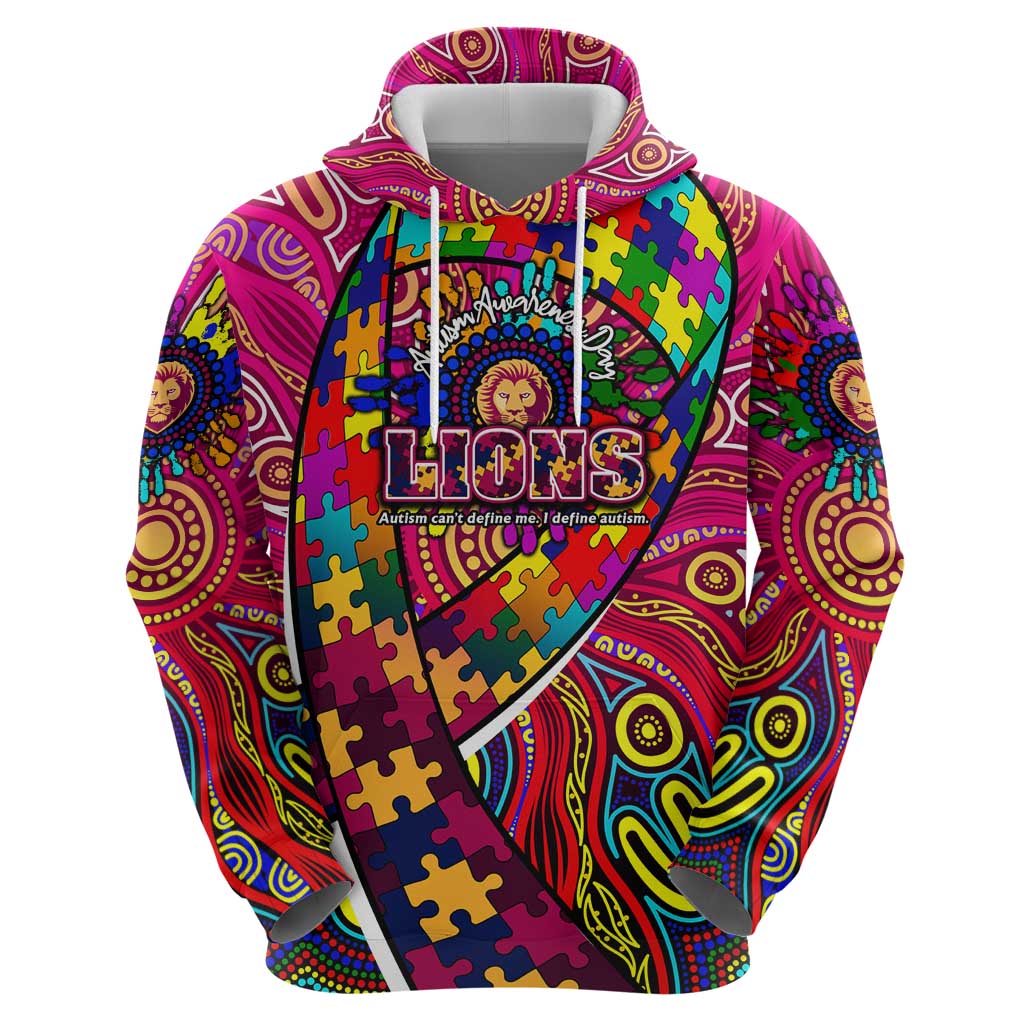 Autism Awareness Australia Brisbane Lions Zip Hoodie Aboriginal Indigenous Art