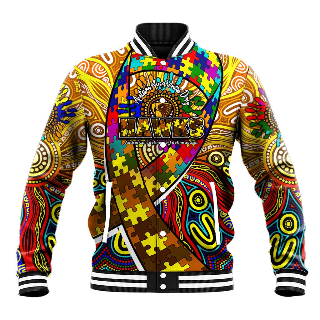 Autism Awareness Australia Hawthorn Hawks Baseball Jacket Aboriginal Indigenous Art