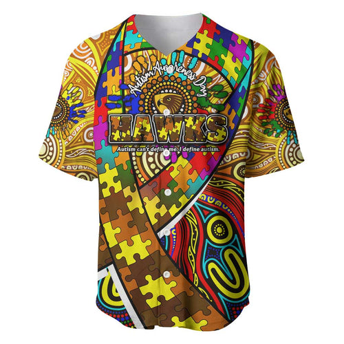 Autism Awareness Australia Hawthorn Hawks Baseball Jersey Aboriginal Indigenous Art