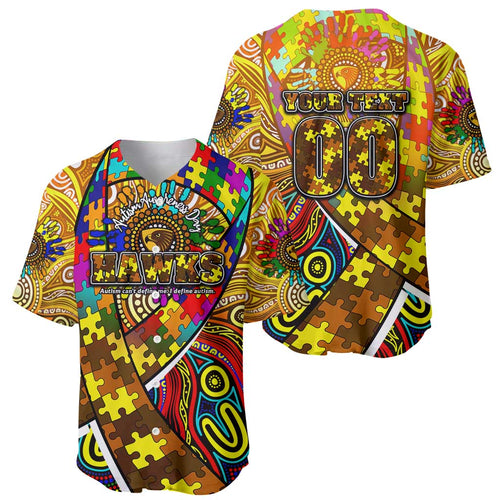 Autism Awareness Australia Hawthorn Hawks Baseball Jersey Aboriginal Indigenous Art