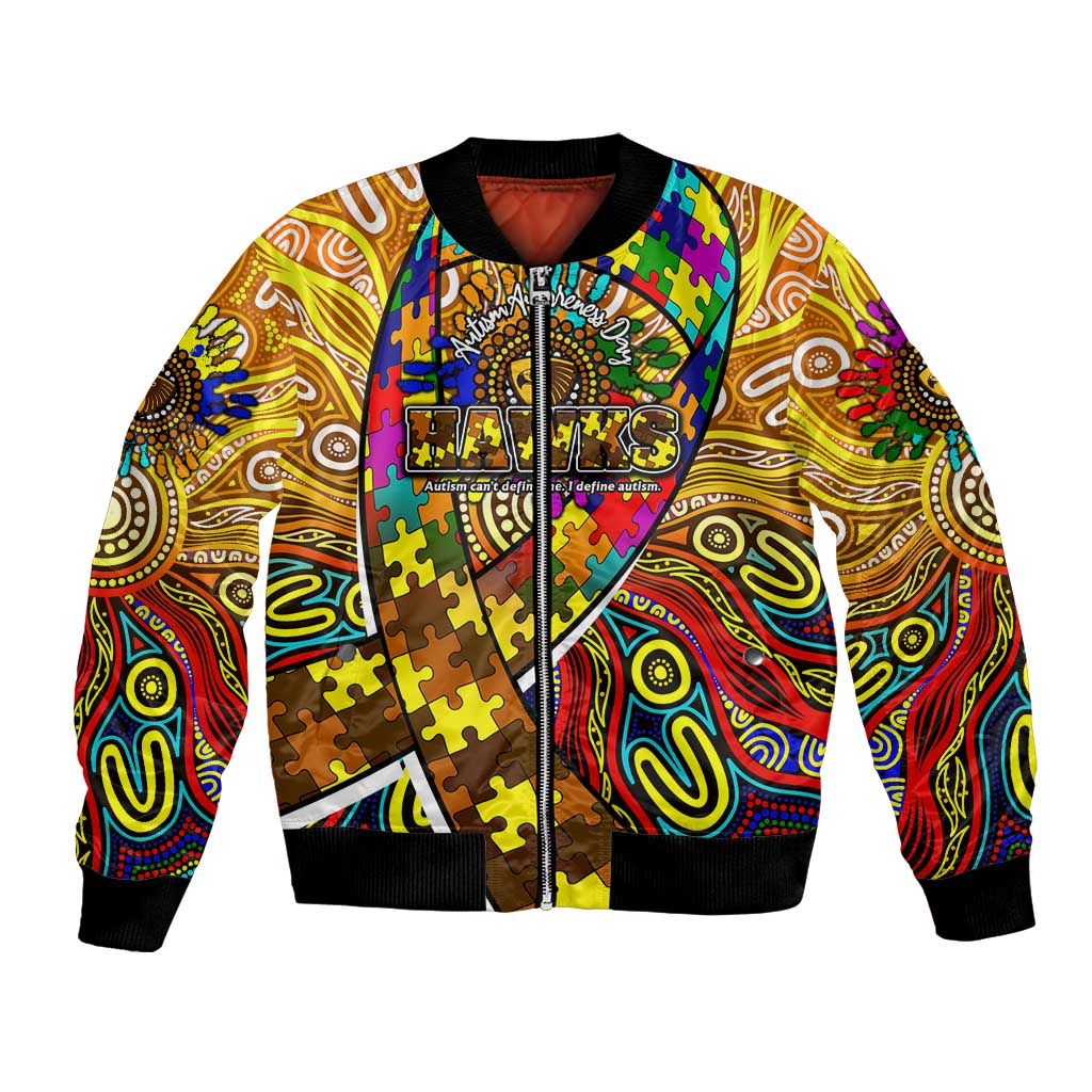 Autism Awareness Australia Hawthorn Hawks Bomber Jacket Aboriginal Indigenous Art