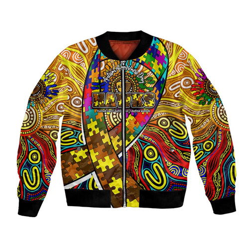Autism Awareness Australia Hawthorn Hawks Bomber Jacket Aboriginal Indigenous Art
