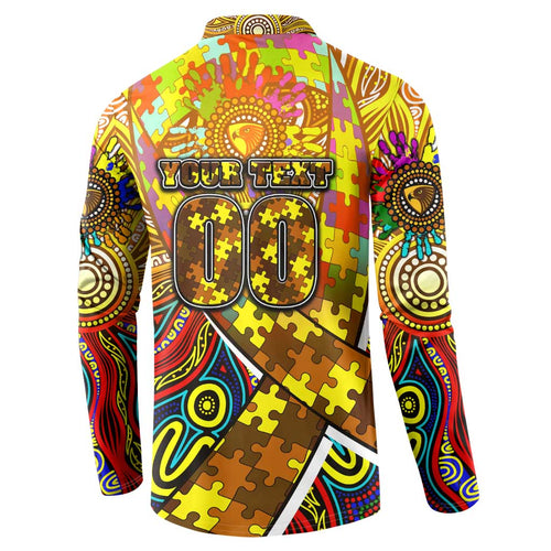 Autism Awareness Australia Hawthorn Hawks Button Sweatshirt Aboriginal Indigenous Art