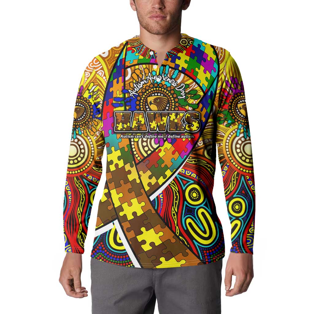 Autism Awareness Australia Hawthorn Hawks Button Sweatshirt Aboriginal Indigenous Art