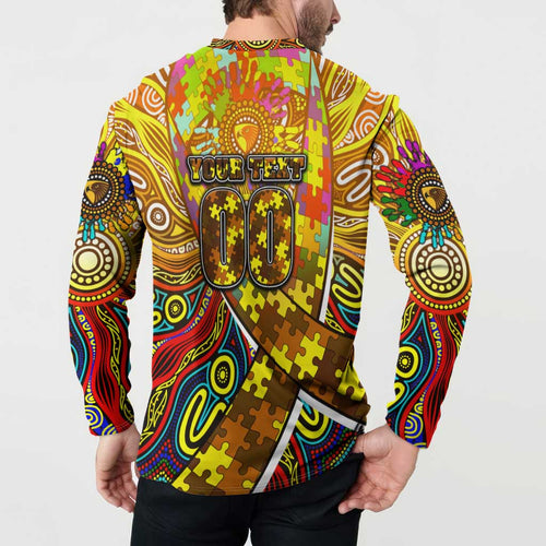 Autism Awareness Australia Hawthorn Hawks Button Sweatshirt Aboriginal Indigenous Art