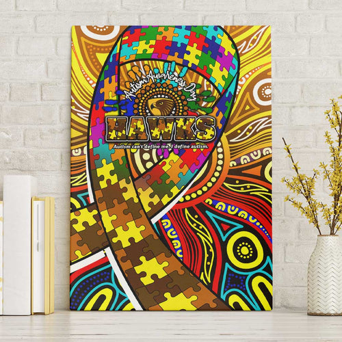 Autism Awareness Australia Hawthorn Hawks Canvas Wall Art Aboriginal Indigenous Art