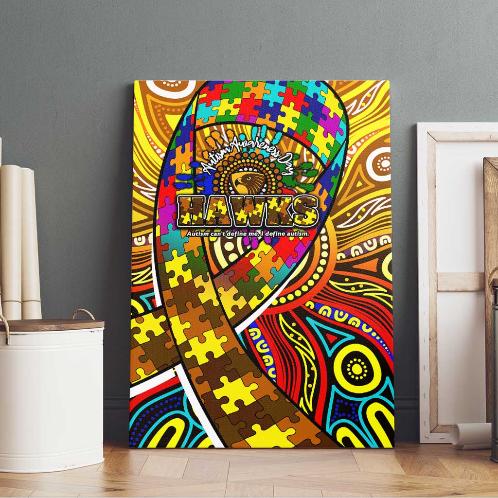 Autism Awareness Australia Hawthorn Hawks Canvas Wall Art Aboriginal Indigenous Art