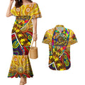 Autism Awareness Australia Hawthorn Hawks Couples Matching Mermaid Dress and Hawaiian Shirt Aboriginal Indigenous Art
