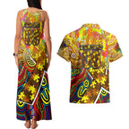 Autism Awareness Australia Hawthorn Hawks Couples Matching Tank Maxi Dress and Hawaiian Shirt Aboriginal Indigenous Art