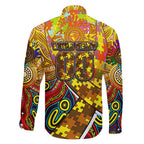 Autism Awareness Australia Hawthorn Hawks Family Matching Long Sleeve Bodycon Dress and Hawaiian Shirt Aboriginal Indigenous Art