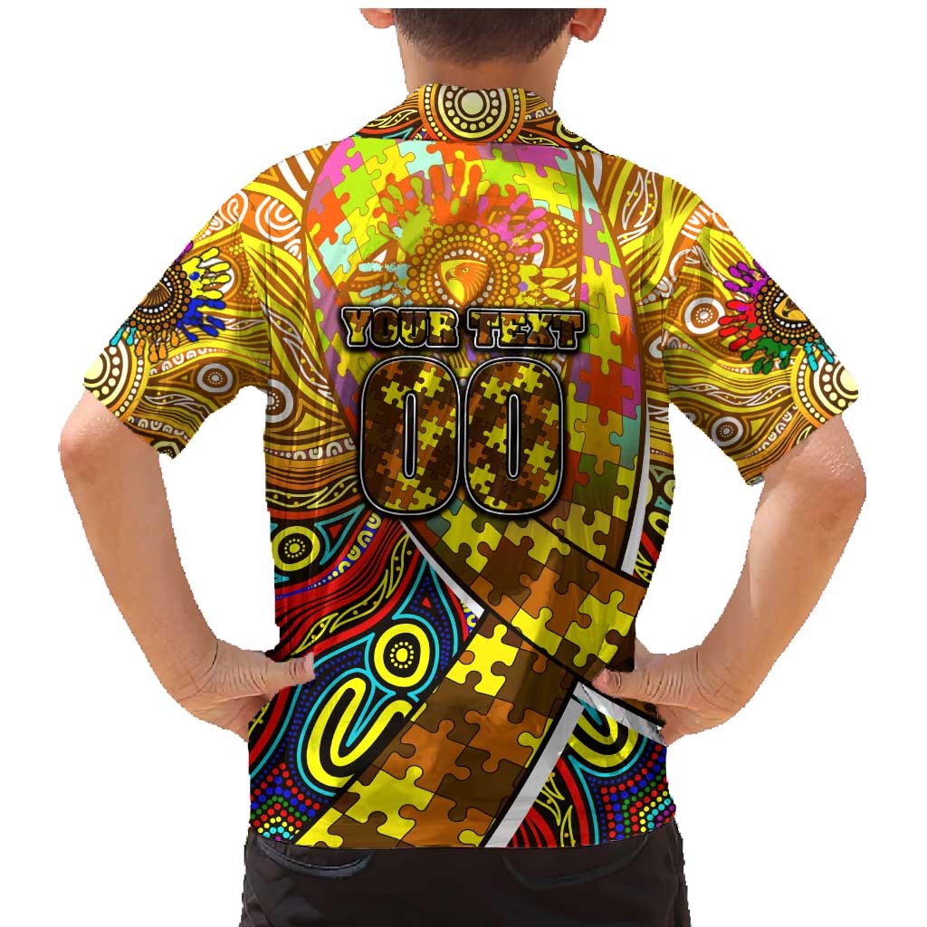 Autism Awareness Australia Hawthorn Hawks Family Matching Mermaid Dress and Hawaiian Shirt Aboriginal Indigenous Art