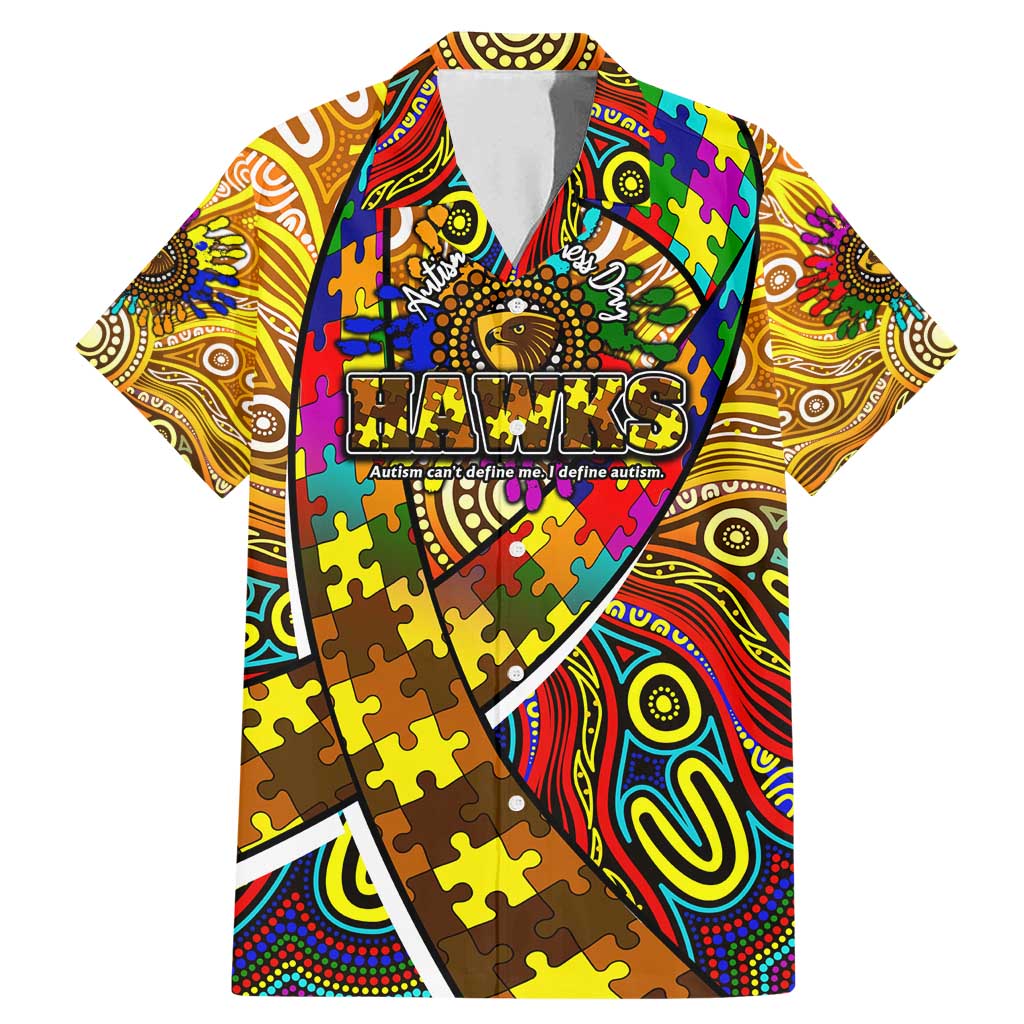 Autism Awareness Australia Hawthorn Hawks Family Matching Mermaid Dress and Hawaiian Shirt Aboriginal Indigenous Art