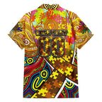 Autism Awareness Australia Hawthorn Hawks Family Matching Summer Maxi Dress and Hawaiian Shirt Aboriginal Indigenous Art